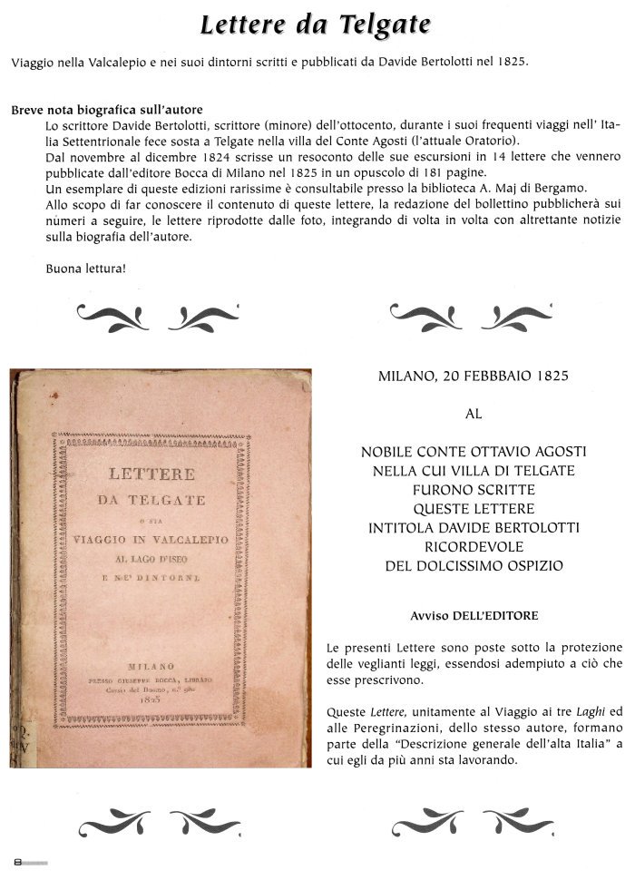Davide Bertolotti - 1825 - Lettere da Telgate